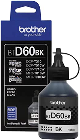 BTD60BK Negro Original Bote de Tinta Brother DCP-T310, T220, T510W, T520W, T710W, T720DW, T810W, T910W, T920DW, T4500DW, HL-T4000DW, DCPT420W, DCPT426W 6,500 Pag. SKU: BTD60BK