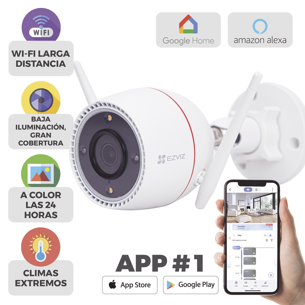 Cámara Bala IP 3 Megapíxel EZVIZ (C3TN 3MP) OUT PRO / Wi-Fi / Audio de Dos Vías / Detección de movimiento / Ranura Para Memoria de hasta 256GB / Uso en Exterior CS-C3TN 3MP SKU: C3TN