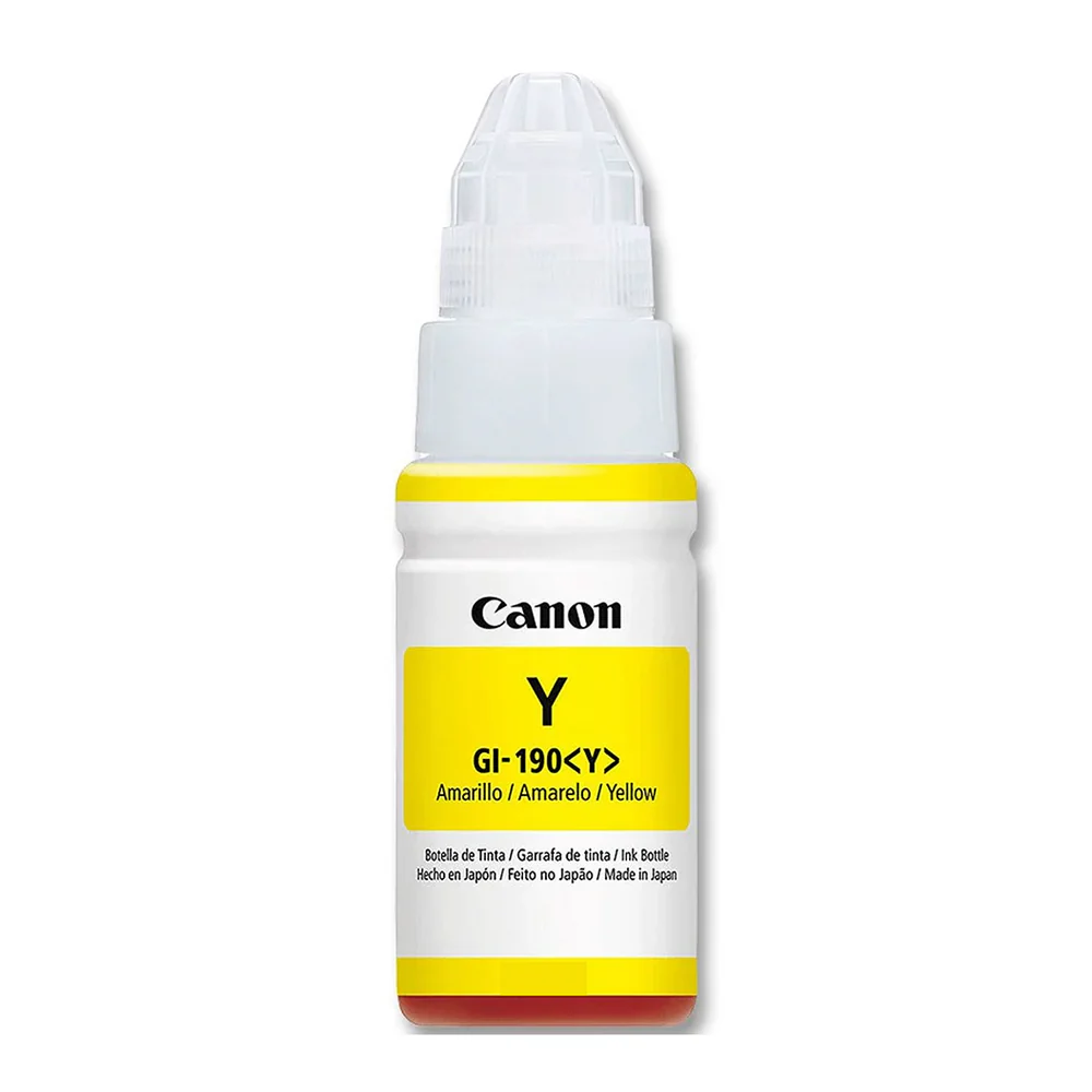 GI-190 Amarillo Original Bote de Tinta GI190 Canon, G1100, G1110, G2100, G2110, G2111, G3100, G3110, G3111, G4100, G4110, G4111 70ml SKU: 0670C001AA