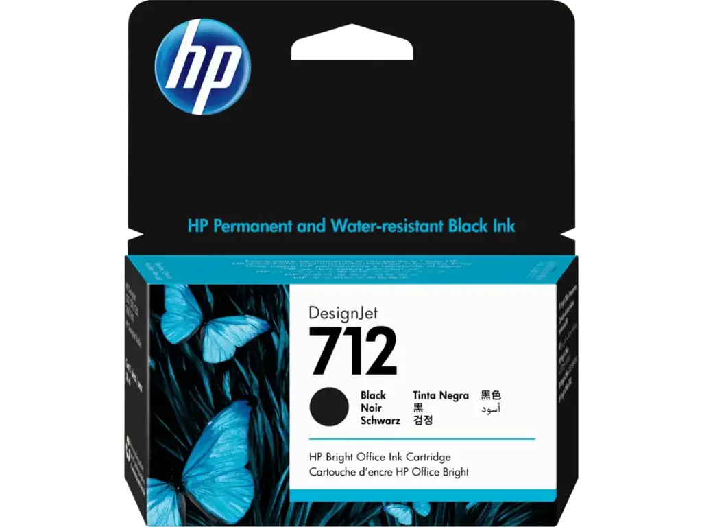 HP 712 Negro Original Cartucho de Tinta HP712 HP DesignJet T210, T230, T250, T630, T650 80ml SKU: 3ED71A
