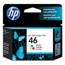 HP 46 Tricolor Original Cartucho de Tinta HP46 HP Deskjet Ink Advantage 2020hc, 2520hc, 2029, 2529 All-in-One Printer, and HP DeskJet Ultra Ink Advantage 4729 All-in-One Printe 750Pag. 14ml SKU: CZ638AL