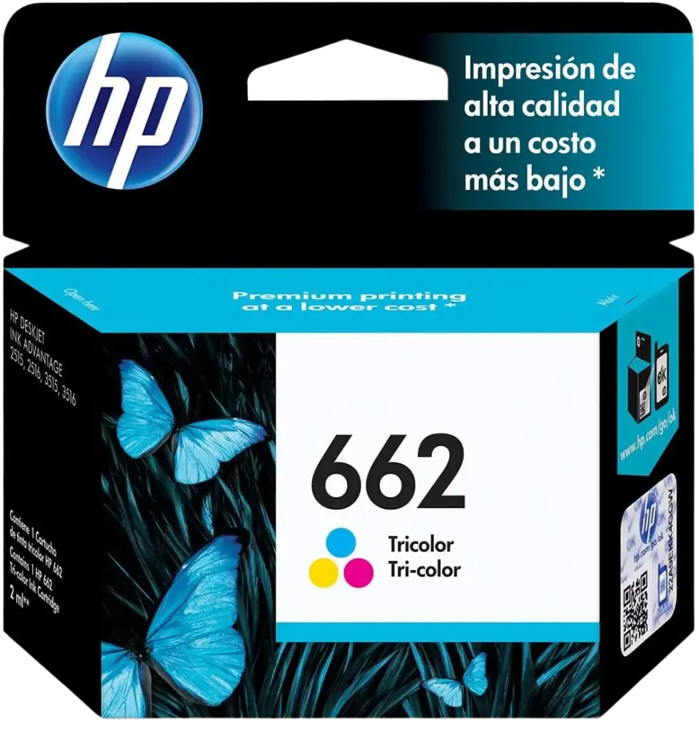 HP 662 Tricolor Original Cartucho de Tinta HP662 HP Deskjet Ink Advantage 1015, 1515, 1516, 2515, 2516, 2545, 2546, 2645, 2646, 3515, 3516, 3545, 3546, 4645, 4646. 2ml SKU: CZ104AL