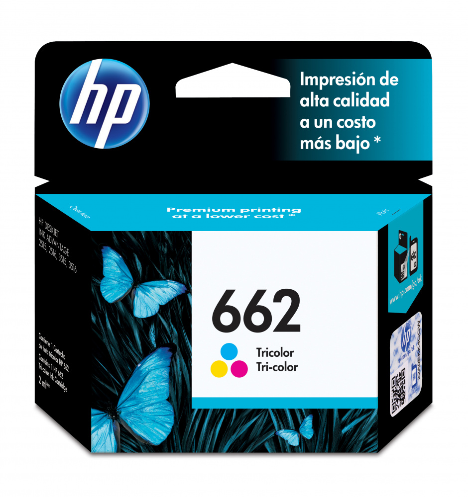 HP 662 Tricolor Original Cartucho de Tinta HP662 HP Deskjet Ink Advantage 1015/1515/1516/2515/2516/2545/2546/2645/2646/3515/3516/3545/3546/4645/4646. 2ml SKU: CZ104AL