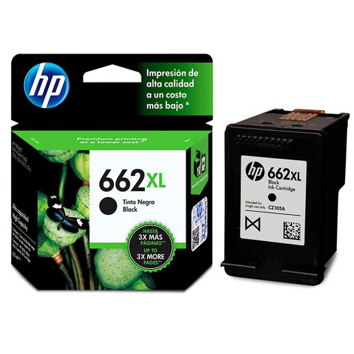 HP 662XL Negro Original Cartucho de Tinta HP662XL HP Deskjet Ink Advantage 1015/1515/1516/2515/2516/2545/2546/2645/2646/3515/3516/3545/3546/4645/4646 6.5 ml SKU: CZ105AL