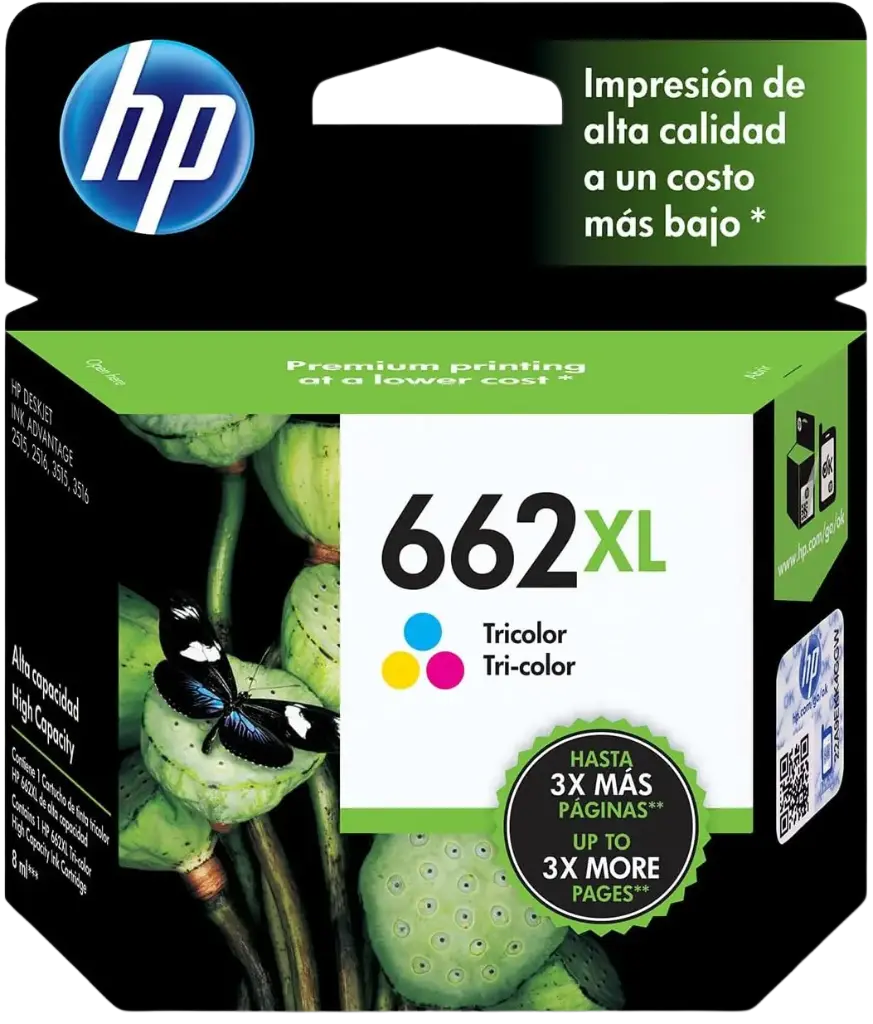 HP 662XL Tricolor Original Cartucho de Tinta HP662XL HP Deskjet Ink Advantage  1015, 1515, 1516, 2515, 2516, 2545, 2546, 2645, 2646, 3515, 3516, 3545, 3546, 4645, 4646 8 ml. SKU: CZ106AL
