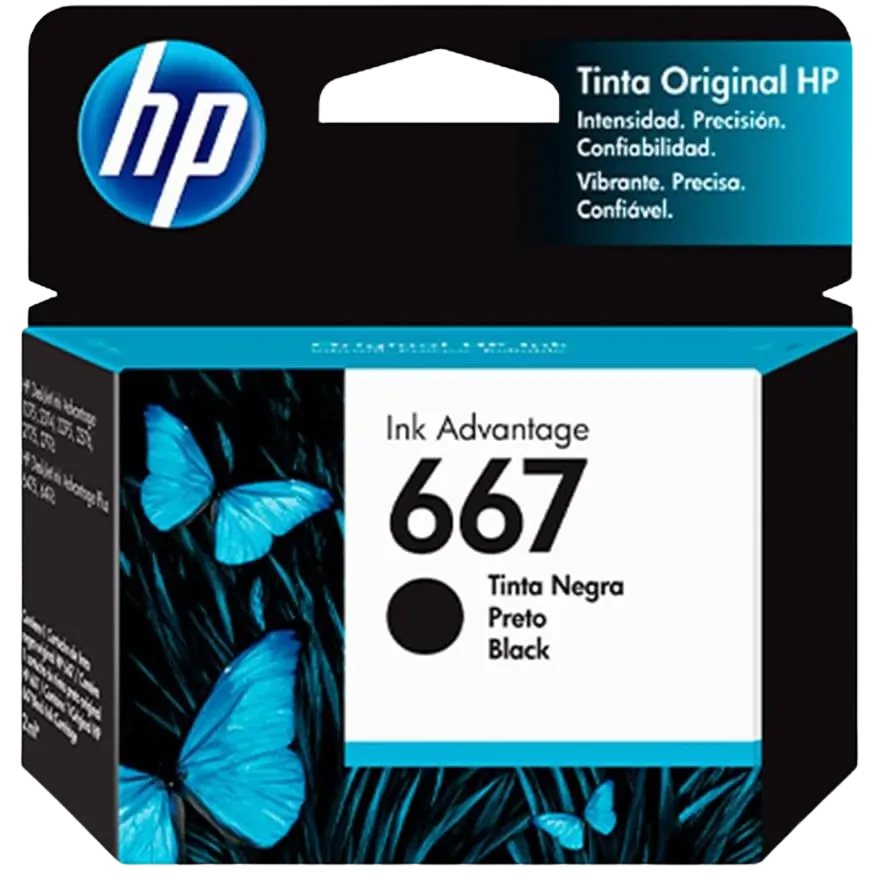 HP 667 Negro Original Cartucho de Tinta HP667 HP Deskjet Ink Advantage 1275, 2374, 2375, 2376, 2775, 2776 PLUS 6475, 6476. 100PAG. 2ml SKU: 3YM79AL