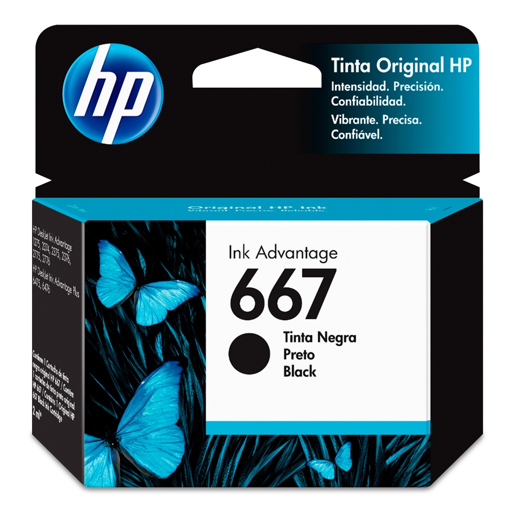 HP 667 Negro Original Cartucho de Tinta HP667 HP Deskjet Ink Advantage 1275/2374/2375/2376/2775/2776 PLUS 6475/6476. 100PAG. 2ml SKU: 3YM79AL