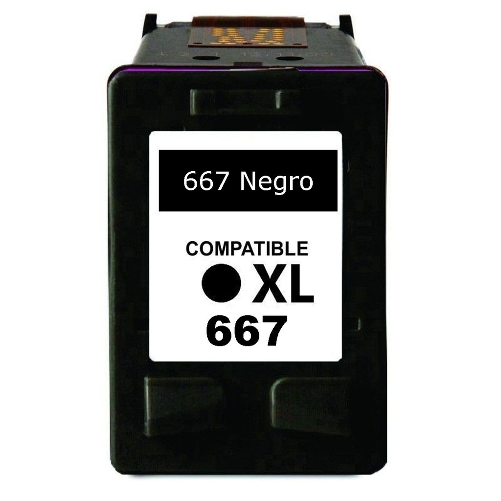 HP 667XL Negro Compatible Cartucho de Tinta HP667XL HP Deskjet Ink Advantage  1275/2374/2375/2376/2775/2776 PLUS 6475/6476. 300PAG 8.5ml SKU: YM81AL