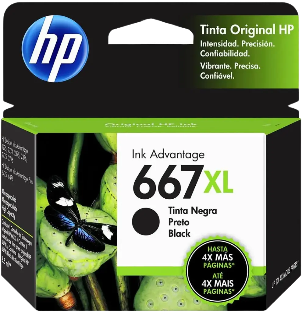 [3YM81AL] HP 667XL Negro Original Cartucho de Tinta HP667XL HP Deskjet Ink Advantage 1275, 2374, 2375, 2376, 2775, 2776 PLUS 6475, 6476. 300PAG 8.5ml SKU: 3YM81AL
