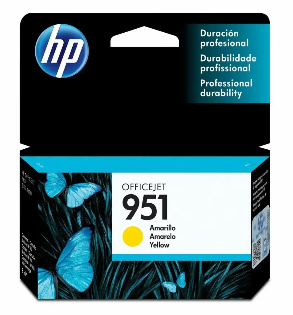 HP 951 Amarillo Original Cartucho de Tinta HP951 HP Officejet Pro 251DW/276DW/8100/8600/8610/8620 8ml SKU: CN052AL