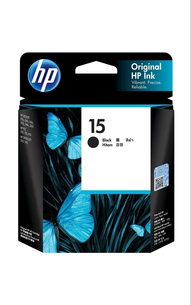 HP 15 Negro Original Cartucho de Tinta HP15 HP Deskjet 3810, 3820, 5110 Fax 1230; Officejet 51XX, v30, v40, v45; psc 500, 720, 750, 760, 920, 950 SKU: C6615A