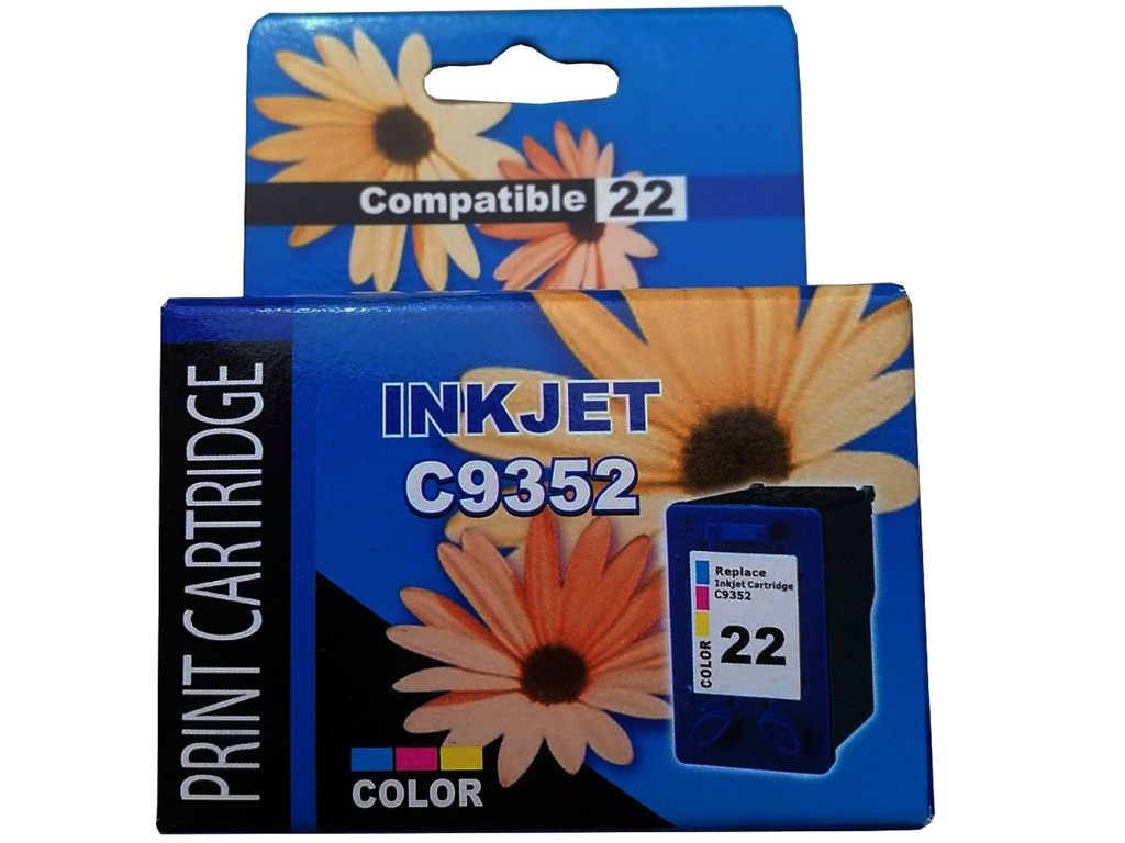 HP 22 Tricolor Compatible Cartucho de Tinta HP22 HP Deskjet 3910, 3915, 3918, 3920, 3930, 3940,D1311, D1320, D1330, D1341, D1360, D1368,D1420, D2345/D2360/D2445/D2460/F380/F2180/F4180 PSC 1400 series, 5ml SKU: C9352ALG