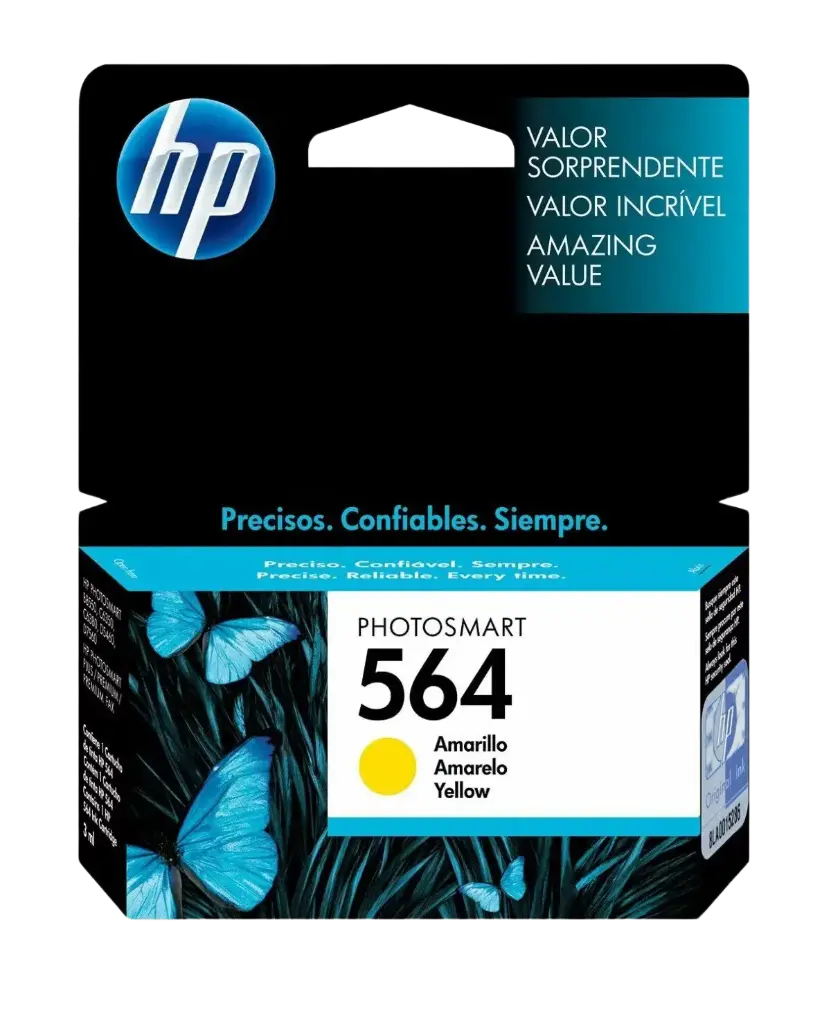 HP 564 Amarillo Original Cartucho de Tinta HP564 HP Photosmart B8550, D5400/D7500 Printer series, B109/B110, C5380 All-in-One Printer, C6300, C510, B209, B210,  C309, C310, C410, B8550 and B8850 Photo Printers 300Pag. 3ml SKU: CB320WL