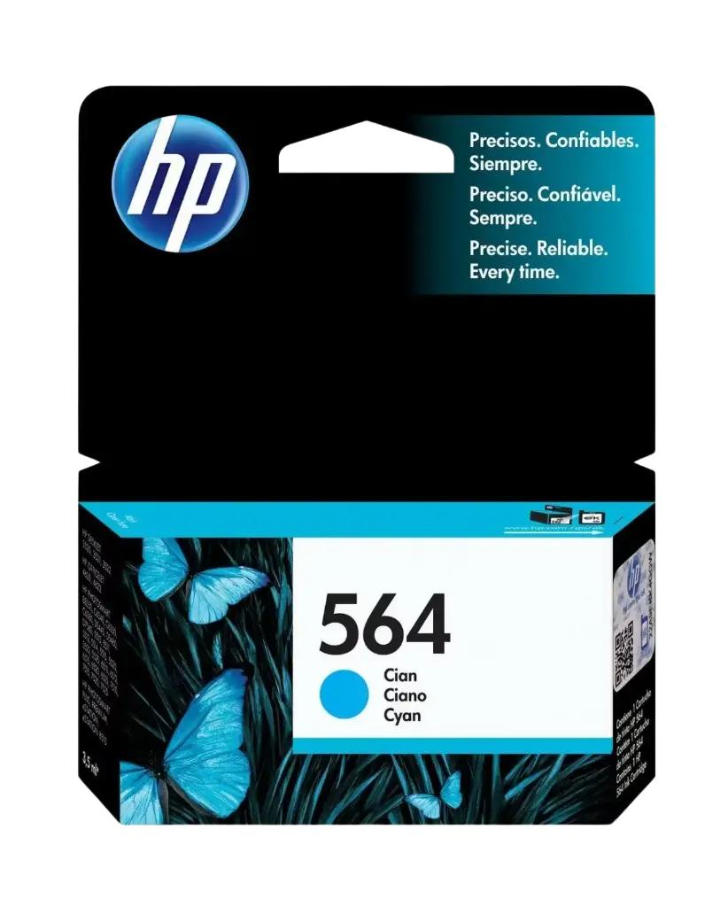 HP 564 Cian Original Cartucho de Tinta HP564 HP Photosmart B8550, D5400/D7500 Printer series, B109/B110, C5380 All-in-One Printer, C6300, C510, B209, B210,  C309, C310, C410, B8550 and B8850 Photo Printers 300Pag. 3ml SKU: CB318WL