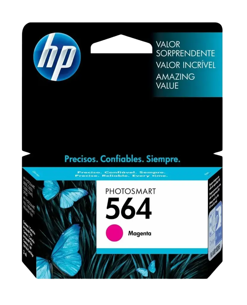 HP 564 Magenta Original Cartucho de Tinta HP564 HP Photosmart B8550, D5400/D7500 Printer series, B109/B110, C5380 All-in-One Printer, C6300, C510, B209, B210,  C309, C310, C410, B8550 and B8850 Photo Printers 300Pag. 3ml SKU: CB319WL