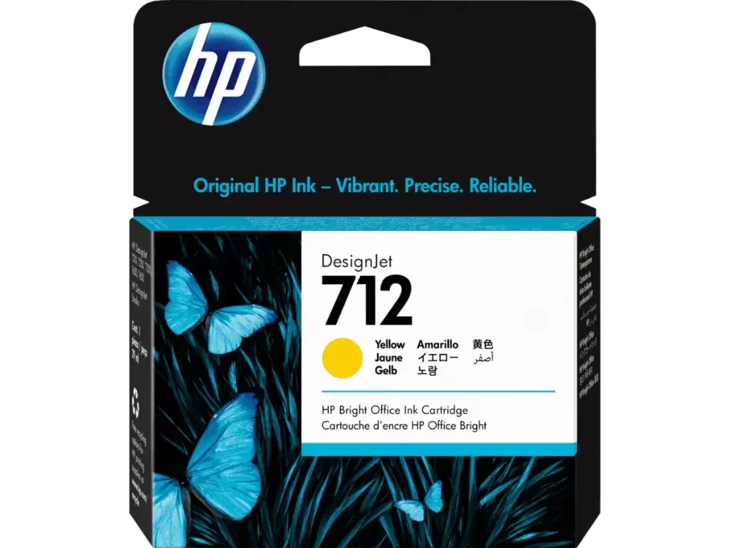 HP 712 Amarillo Original Cartucho de Tinta HP712 HP DesignJet T210, T230, T250, T630, T650 29ml SKU: 3ED69A