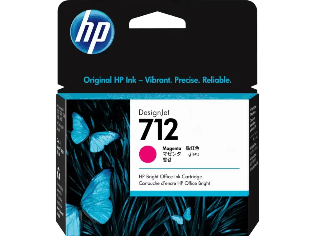 HP 712 Magenta Original Cartucho de Tinta HP712 HP DesignJet T210, T230, T250, T630, T650 29ml SKU: 3ED68A