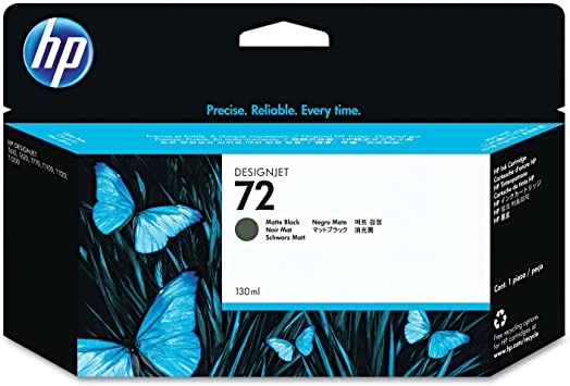 HP 72 Negro Matte Original Cartucho de Tinta HP72 DesignJet de la serie T610, T620, T770, T1100, T1200, T1200 HD, T2300 eMFP, T790, T1300 130ml SKU: C9403A