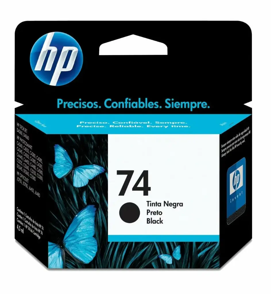 HP 74 Negro Original Cartucho de Tinta HP74 HP Deskjet D4260, D4360 Officejet J5740, J5750, J5780, J6450, J6480 PHOTOSMART C4210, C4240, C4250, C4280, C4285/C4345, C4380, C4385, C4435, C4440, C4450, C4480, C4488, C4550, C4580, C4599, C5240, C5250, C5280, C5540, 5550, C5580, D5345, D5360 200Pag. SKU: CB335WL
