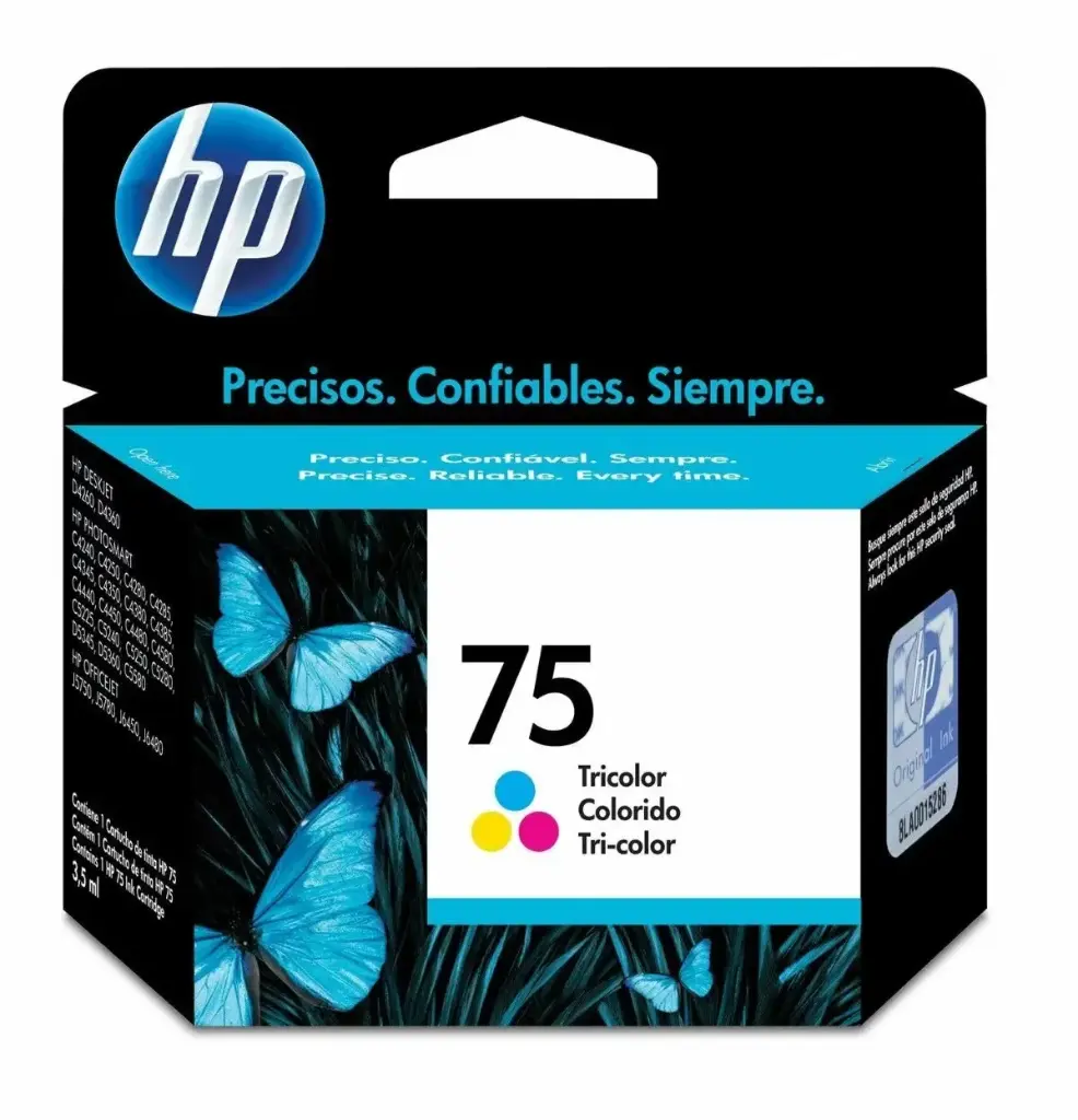 HP 75 Tricolor Original Cartucho de Tinta HP75 HP Deskjet D4260, D4360 Officejet J5740, J5750, J5780, J6450, J6480 PHOTOSMART C4210, C4240, C4250, C4280, C4285/C4345, C4380, C4385, C4435, C4440, C4450, C4480, C4488, C4550, C4580, C4599, C5240, C5250, C5280, C5540, 5550, C5580, D5345, D5360 170Pag. 3.5ml SKU: CB337WL