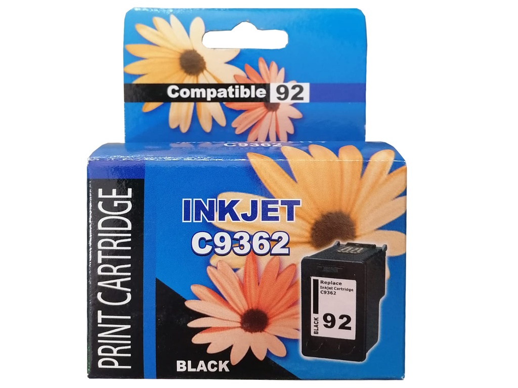 HP 92 Negro Compatible Cartucho de Tinta HP92 HP Photosmart 5440, 5440V, 5440XI, C3135, C3140, C3150, C3180, 7850 1507, 1510, 1510V, 1510XI, 6310, 6310V, 6310XI 220Pag. 5ml. SKU: C9362WLCOM