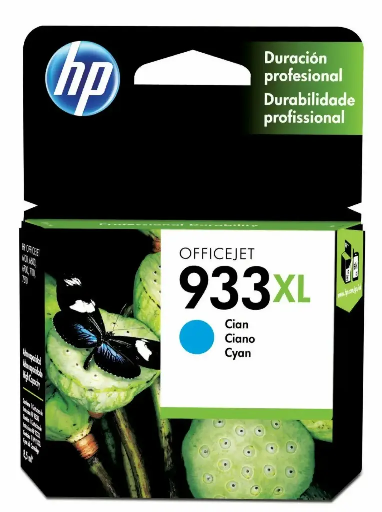 HP 933XL Cian Original Cartucho de Tinta HP933XL HP OfficeJet 6100, 6600 series, HP OfficeJet Pro 6700, 7110, 7510, 7610, 7612 7000 Series 825Pag. 8.5ml. SKU: CN054AL