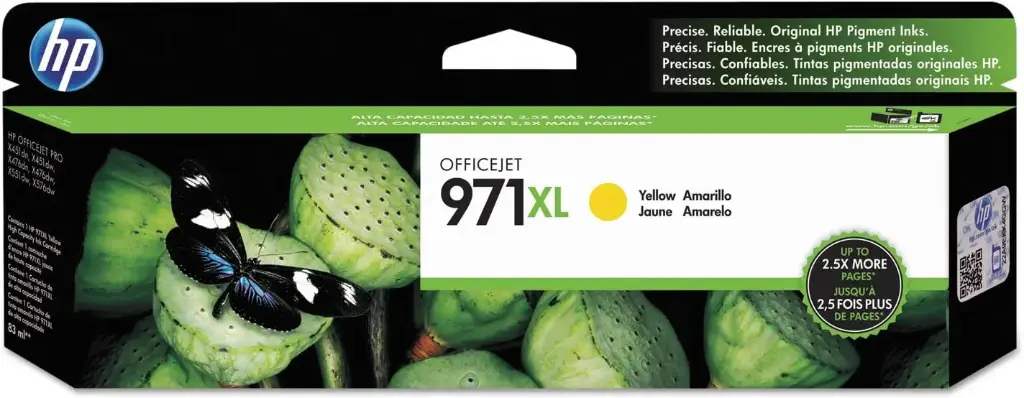 HP 971XL Amarillo Original Cartucho de Tinta HP971XL HP Officejet Pro X451dn,dw, X551dw, X476dn, X476dw, X576dw 6,600Pag. 83ml
SKU: CN628AM