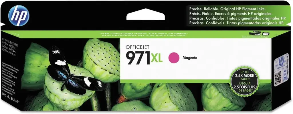 HP 971XL Magenta Original Cartucho de Tinta HP971XL HP Officejet Pro X451dn,dw, X551dw, X476dn, X476dw, X576dw 6,600Pag. 80.5ml
SKU: CN627AM
