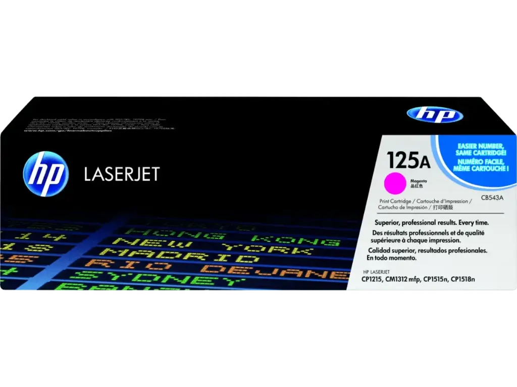 CB543A Magenta Original Toner HP 125A Color LaserJet CP1515n, CP1518ni, CP1215, CM1312 MFP 1,400 Páginas SKU: CB543A