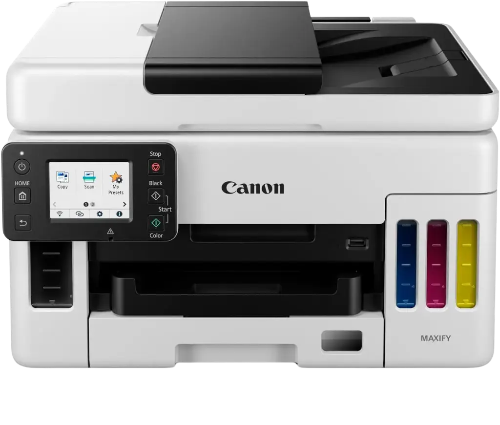 Multifuncional Canon Maxify GX6010, Color, Tinta Continua, 45 ppm B/N 25 ppm a Color, Usb, Wifi, Ethernet Impresora, Copiadora, Escáner SKU: 4470C004AA