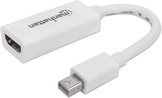 Manhattan Adaptador Mini Displayport 1.1 Macho - HDMI Hembra, 1080p, 60Hz, 15cm, Blanco AD-136 SKU: 322461