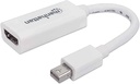 Manhattan Adaptador Mini Displayport 1.1 Macho - HDMI Hembra, 1080p, 60Hz, 15cm, Blanco AD-136 SKU: 322461