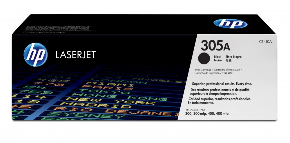 CE410A Negro Original Toner 305A HP Color LaserJet Pro 300, 300MFP, 400, 400MFP 2,200 Páginas SKU: CE410A