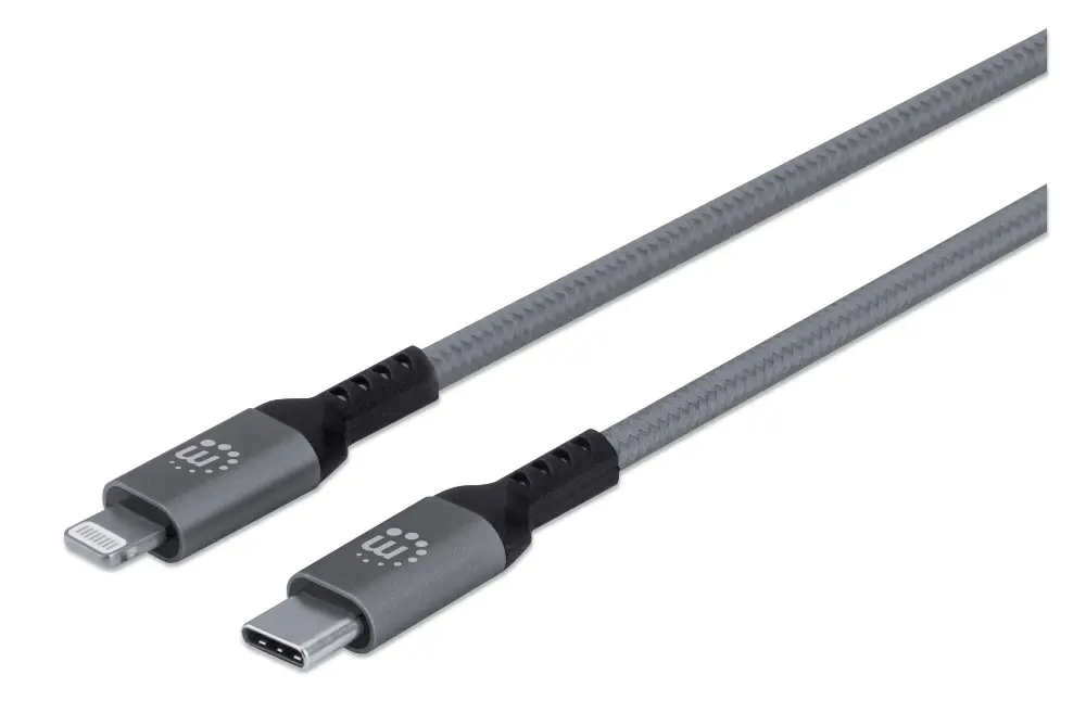 [394208] Manhattan Cable Lightning Macho - USB-C Macho, 1 Metro, Gris SKU: 394208