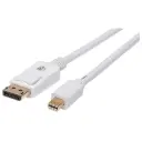 Manhattan Cable Mini DisplayPort 1.2 Macho - DisplayPort 1.2 Macho, 4K, 60Hz, 2 Metros, Blanco SKU: 324748