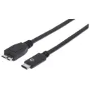Manhattan Cable USB 3.0 Micro-B Macho - USB 3.1 C Macho, 1 Metro, Negro SKU: 353397
