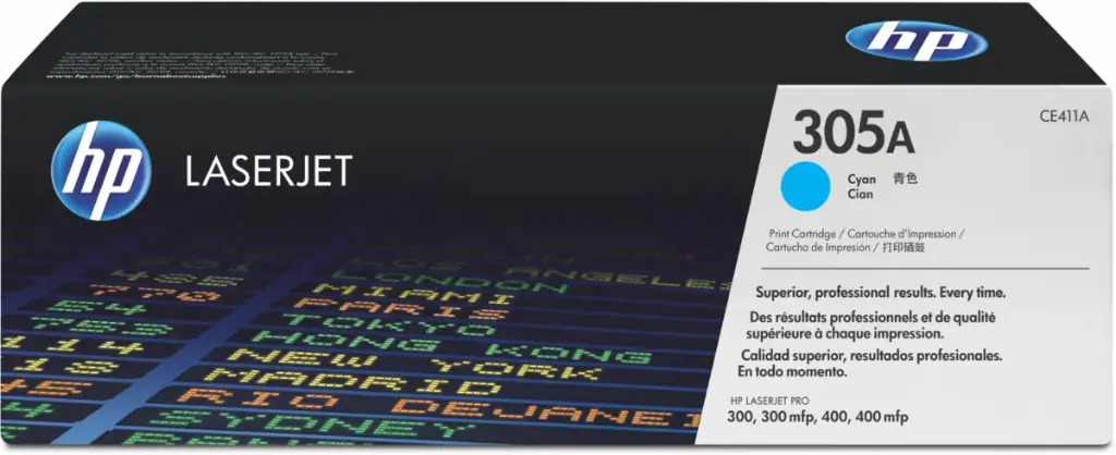 CE411A Cian Original Toner 305A HP Color LaserJet Pro 300, 300MFP, 400, 400MFP 2,600 Páginas SKU: CE411A