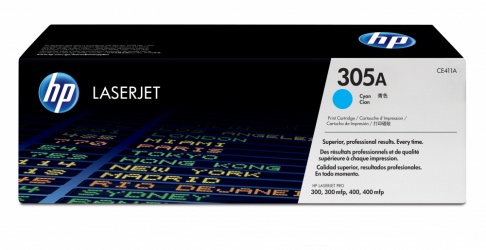CE411A Cian Original Toner 305A HP Color LaserJet Pro 300, 300MFP, 400, 400MFP 2,600 Páginas SKU: CE411A