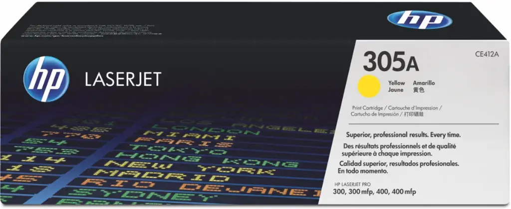 [CE412A] CE412A Amarillo Original Toner 305A HP Color LaserJet Pro 300, 300MFP, 400, 400MFP 2,600 Páginas SKU: CE412A