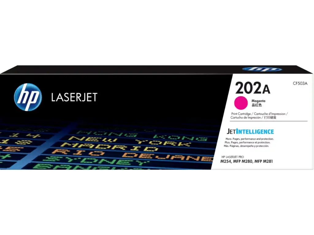 CF503A Magenta Original Toner 202A HP LaserJet Pro M254, MFP M280, MFP M281 1,300 Páginas SKU: CF503A