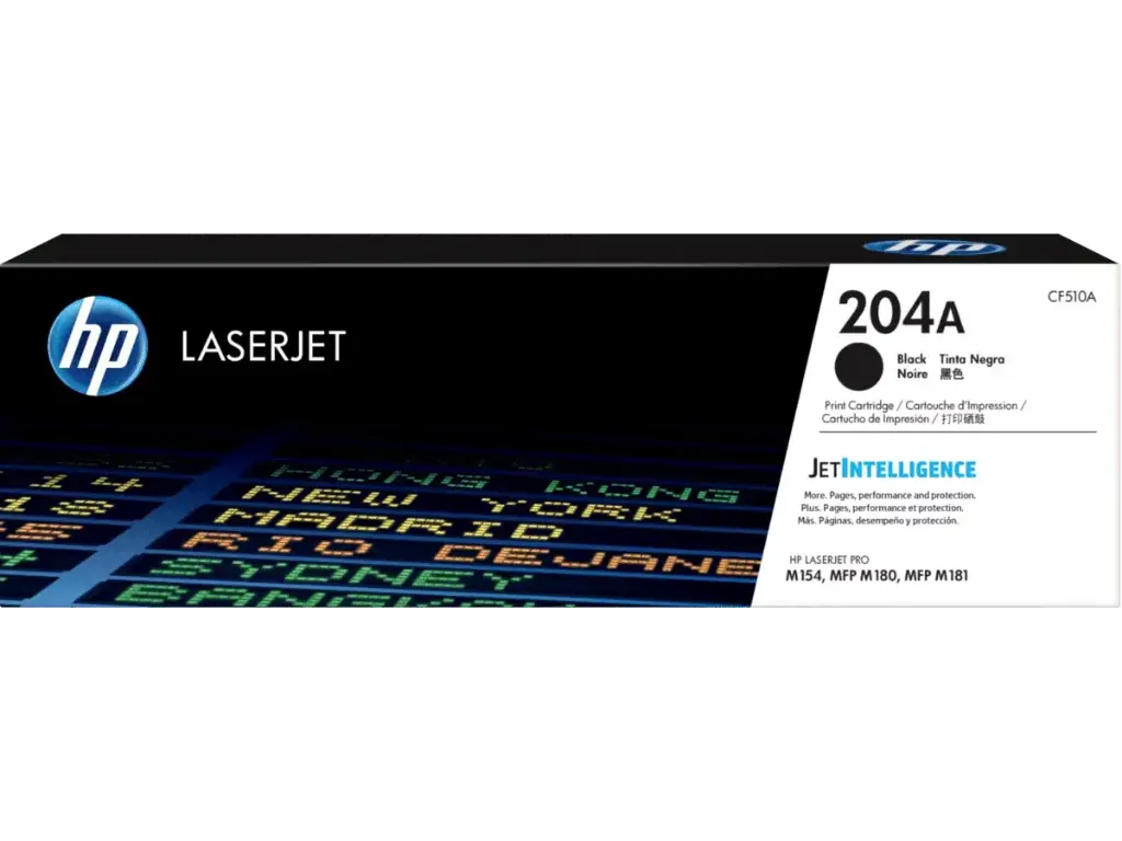 CF510A Negro Original Toner 204A HP LaserJet M154, MFP M180, MFP M181 1,100 Páginas SKU: CF510A