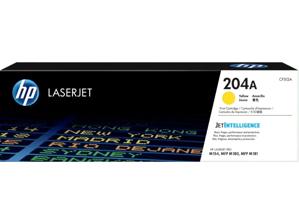 CF512A Amarillo Original Toner 204A HP LaserJet M154, MFP M180, MFP M181 900 Páginas SKU: CF512A