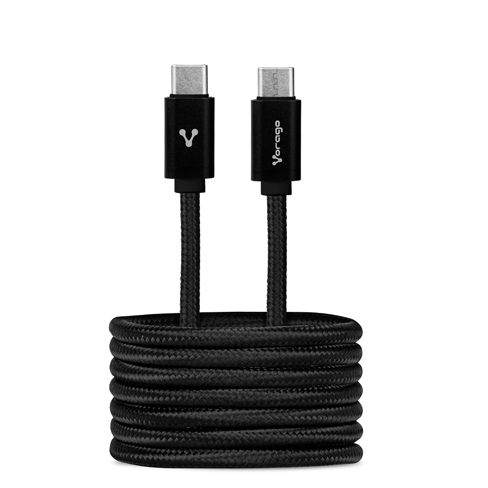Cable de Carga Rápida Vorago de USB Tipo C a USB Tipo C, Largo de 1m, Color Negro SKU: CAB-124-BK