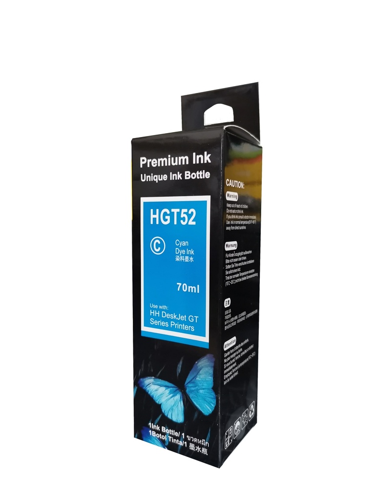 [M0H54ALCOM] GT52 Cian Compatible Botella de Tinta HP Smart Tank 514, 517, 616, 500, 515, 519, 530, 533, 615, 618, HP Deskjet 5810, 5820, HP Ink Tank 115, 318, 319, 410, 415, 416, 418, 419, 455, 457, 450, 315 8,000Pag. 70ml SKU: M0H54ALCOM