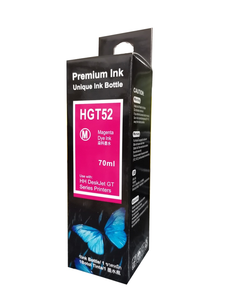 [M0H55ALCOM] GT52 Magenta Compatible Botella de Tinta HP Smart Tank 514, 517, 616, 500, 515, 519, 530, 533, 615, 618, HP Deskjet 5810, 5820, HP Ink Tank 115, 318, 319, 410, 415, 416, 418, 419, 455, 457, 450, 315 8,000Pag. 70ml. SKU: M0H55ALCOM