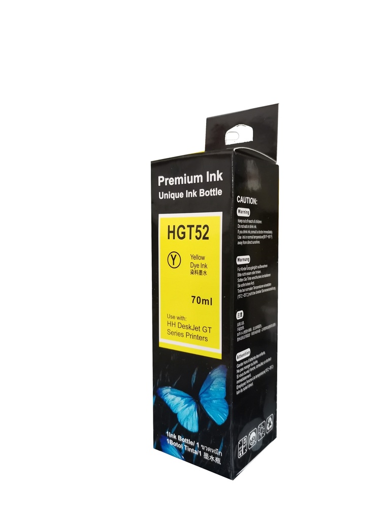 GT52 Amarillo Compatible Botella de Tinta HP Smart Tank 514, 517, 616, 500, 515, 519, 530, 533, 615, 618, HP Deskjet 5810, 5820, HP Ink Tank 115, 318, 319, 410, 415, 416, 418, 419, 455, 457, 450, 315 8,000 PAG 70ML SKU: M0H56ALCOM