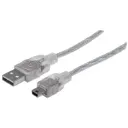 Manhattan Cable USB Macho- USB Mini Macho, 1.8 metros, Transparente Mini B CB-201 SKU: 333412
