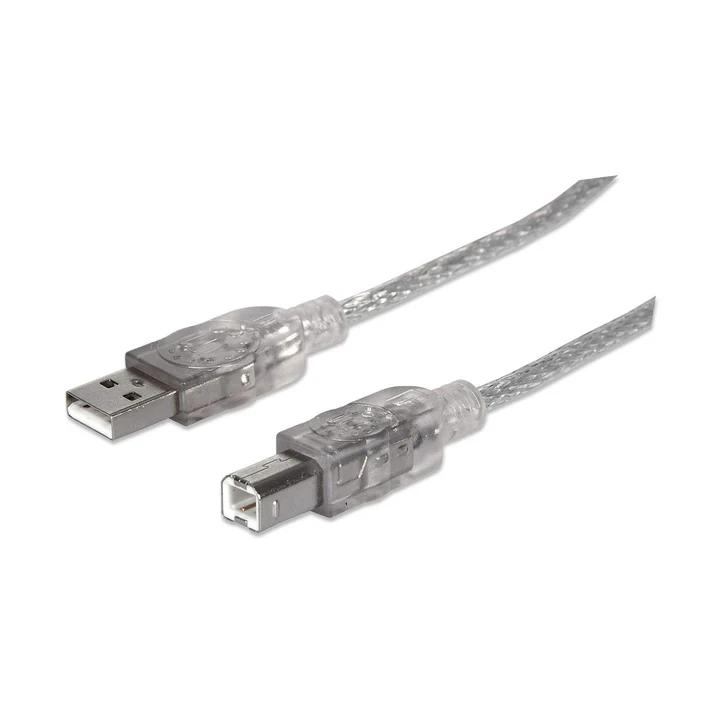 [345408] Manhattan Cable de Alta Velocidad USB 2.0, USB A Macho - USB B Macho, 5 Metros, Plata CB-358 SKU: 345408
