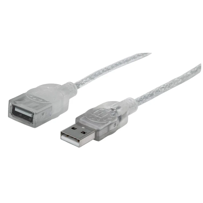 Manhattan Extensión Cable USB A Macho - USB A Hembra, 1.8 Metros, Plata SKU: 336314