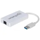 Manhattan Hub USB A 3.0 de 3 Puertos, 1x RJ-45, con Adaptador Gigabit Ethernet 5000 Mbit/s, Blanco AC-5866 SKU: 507578